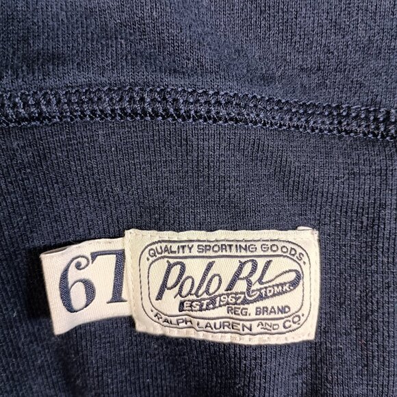 Polo Ralph Lauren Mens Large Blue Polo RL 67 Front Pockets Pullover Hoodie - Picture 4 of 5